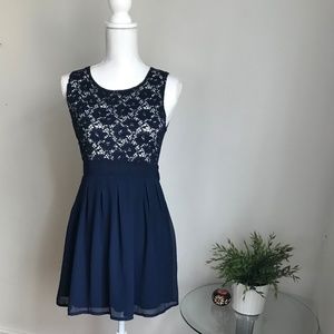 Navy Blue Flower Lace Dress from Yumi